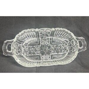 Vintage Indiana Killarney Handle Clear Glass Relish Olive Butter Dish